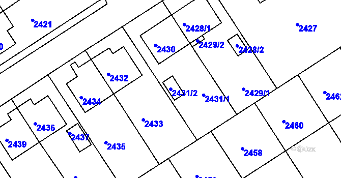 Parcela st. 2431/2 v KÚ Město Žďár, Katastrální mapa