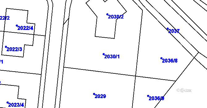 Parcela st. 2030/1 v KÚ Město Žďár, Katastrální mapa