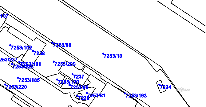 Parcela st. 7253/18 v KÚ Město Žďár, Katastrální mapa