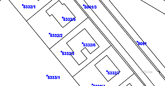 Parcela st. 5332/6 v KÚ Město Žďár, Katastrální mapa