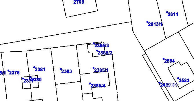 Parcela st. 2385/2 v KÚ Město Žďár, Katastrální mapa