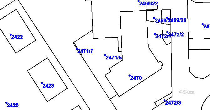 Parcela st. 2471/5 v KÚ Město Žďár, Katastrální mapa