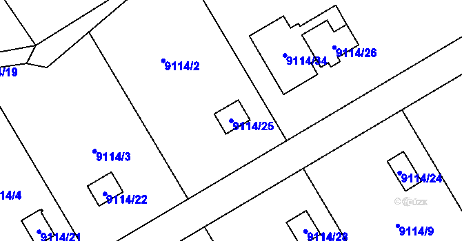 Parcela st. 9114/25 v KÚ Město Žďár, Katastrální mapa