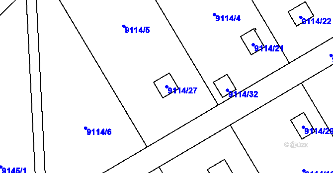 Parcela st. 9114/27 v KÚ Město Žďár, Katastrální mapa