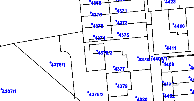 Parcela st. 4378/2 v KÚ Město Žďár, Katastrální mapa