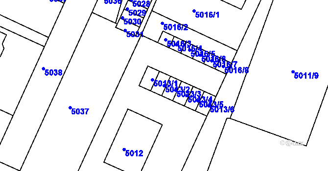 Parcela st. 5013/2 v KÚ Město Žďár, Katastrální mapa