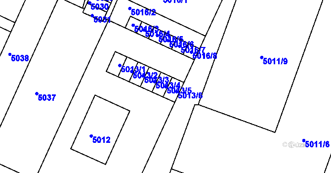 Parcela st. 5013/5 v KÚ Město Žďár, Katastrální mapa