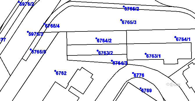Parcela st. 6763/2 v KÚ Město Žďár, Katastrální mapa