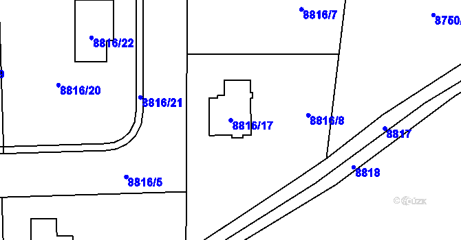 Parcela st. 8816/17 v KÚ Město Žďár, Katastrální mapa