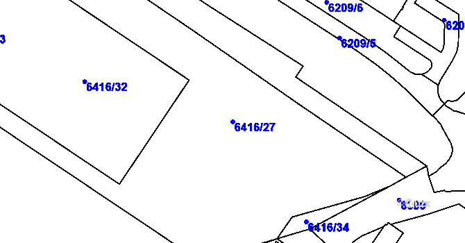 Parcela st. 6416/27 v KÚ Město Žďár, Katastrální mapa