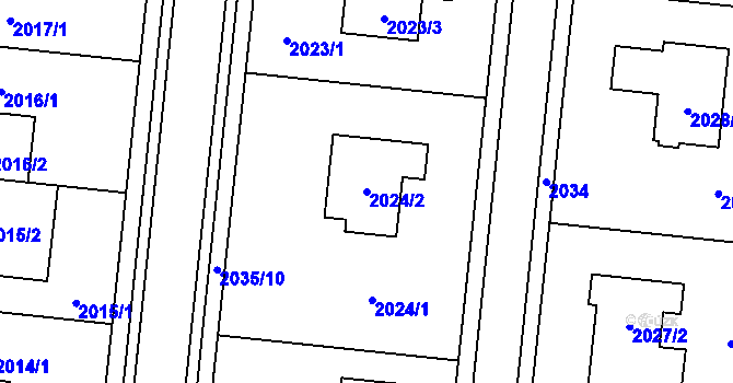 Parcela st. 2024/2 v KÚ Město Žďár, Katastrální mapa