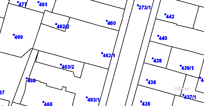 Parcela st. 462/1 v KÚ Město Žďár, Katastrální mapa