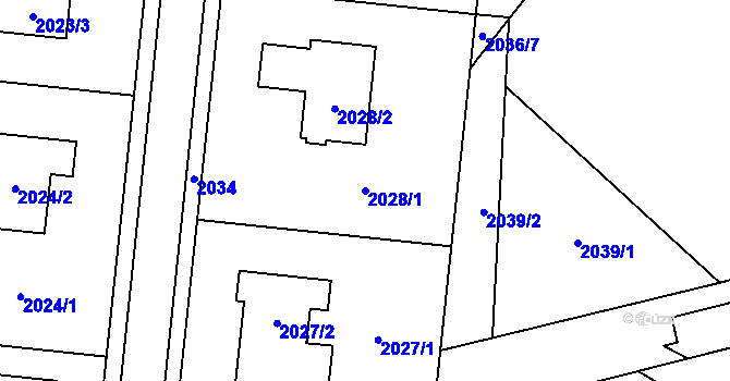 Parcela st. 2028/1 v KÚ Město Žďár, Katastrální mapa