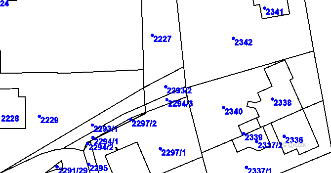 Parcela st. 2293/2 v KÚ Město Žďár, Katastrální mapa