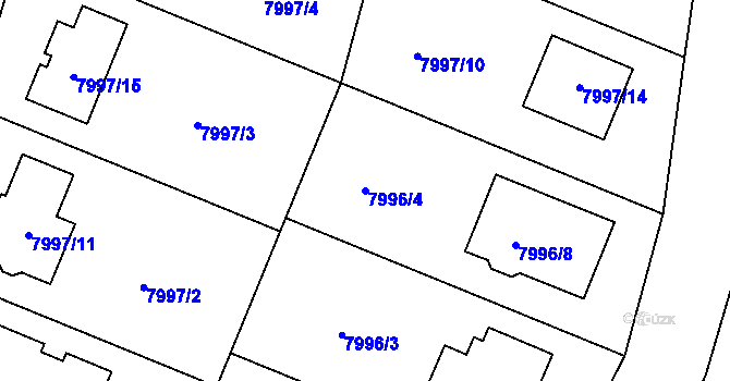 Parcela st. 7996/4 v KÚ Město Žďár, Katastrální mapa
