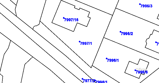 Parcela st. 7997/1 v KÚ Město Žďár, Katastrální mapa