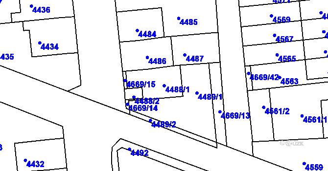 Parcela st. 4488/1 v KÚ Město Žďár, Katastrální mapa