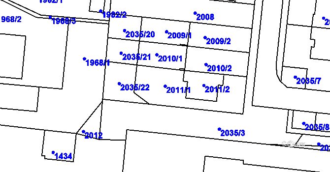 Parcela st. 2011/1 v KÚ Město Žďár, Katastrální mapa