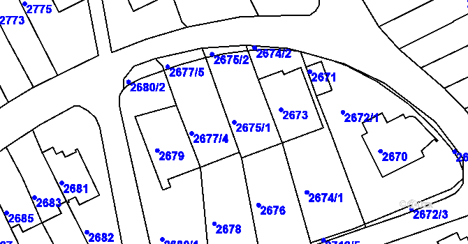 Parcela st. 2675/1 v KÚ Město Žďár, Katastrální mapa