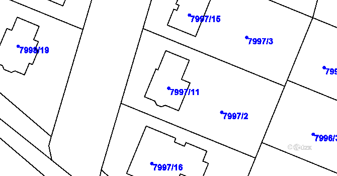 Parcela st. 7997/11 v KÚ Město Žďár, Katastrální mapa