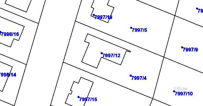 Parcela st. 7997/12 v KÚ Město Žďár, Katastrální mapa