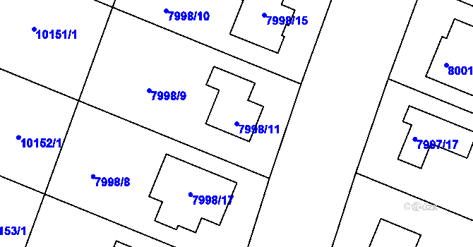 Parcela st. 7998/11 v KÚ Město Žďár, Katastrální mapa