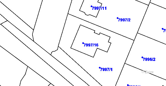 Parcela st. 7997/16 v KÚ Město Žďár, Katastrální mapa