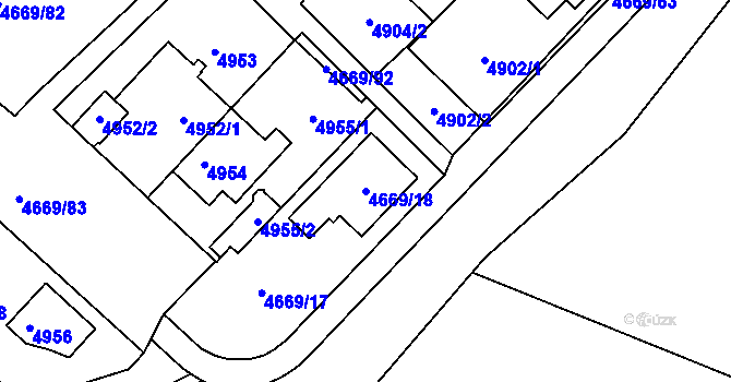 Parcela st. 4669/18 v KÚ Město Žďár, Katastrální mapa