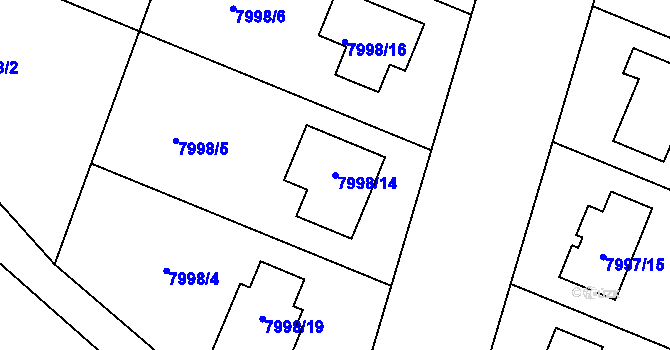 Parcela st. 7998/14 v KÚ Město Žďár, Katastrální mapa