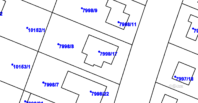 Parcela st. 7998/17 v KÚ Město Žďár, Katastrální mapa