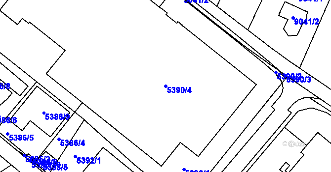 Parcela st. 5390/4 v KÚ Město Žďár, Katastrální mapa