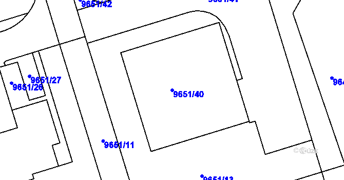 Parcela st. 9651/40 v KÚ Město Žďár, Katastrální mapa