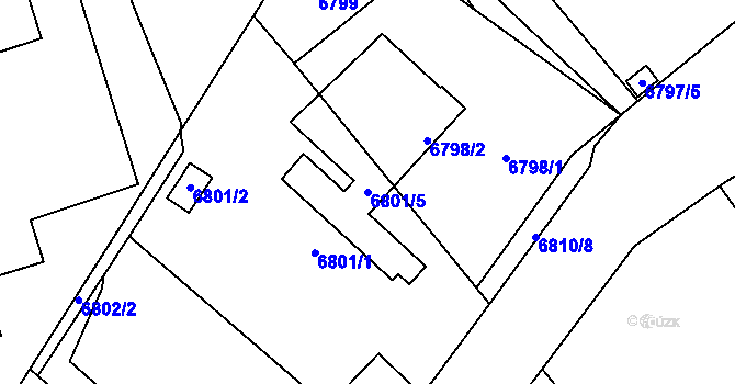 Parcela st. 6801/5 v KÚ Město Žďár, Katastrální mapa