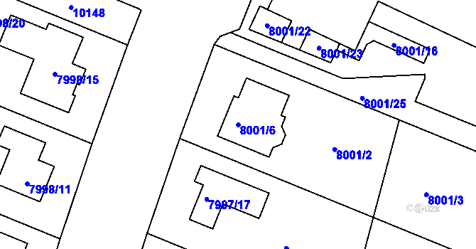 Parcela st. 8001/6 v KÚ Město Žďár, Katastrální mapa