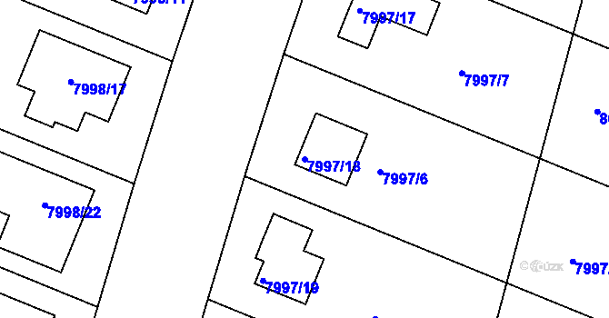 Parcela st. 7997/18 v KÚ Město Žďár, Katastrální mapa