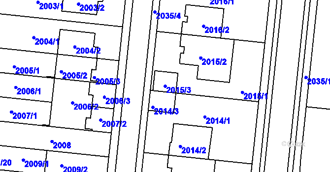 Parcela st. 2015/3 v KÚ Město Žďár, Katastrální mapa