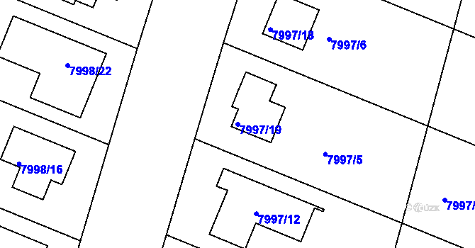Parcela st. 7997/19 v KÚ Město Žďár, Katastrální mapa