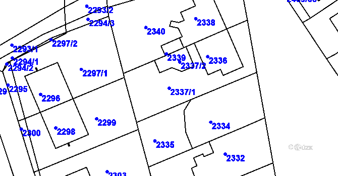 Parcela st. 2337/1 v KÚ Město Žďár, Katastrální mapa