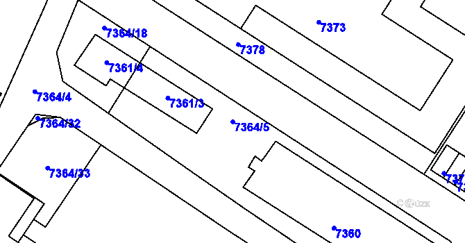Parcela st. 7364/5 v KÚ Město Žďár, Katastrální mapa