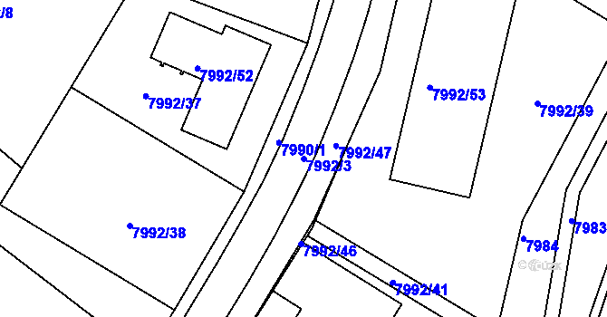 Parcela st. 7992/3 v KÚ Město Žďár, Katastrální mapa