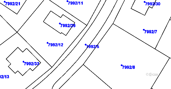 Parcela st. 7992/5 v KÚ Město Žďár, Katastrální mapa