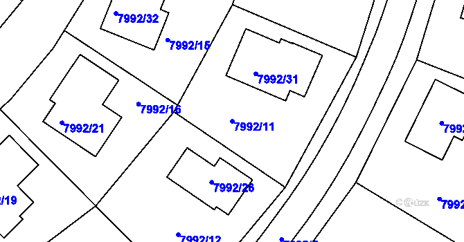 Parcela st. 7992/11 v KÚ Město Žďár, Katastrální mapa