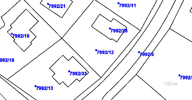 Parcela st. 7992/12 v KÚ Město Žďár, Katastrální mapa