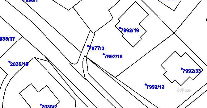 Parcela st. 7992/18 v KÚ Město Žďár, Katastrální mapa