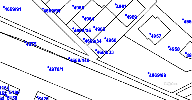 Parcela st. 4669/33 v KÚ Město Žďár, Katastrální mapa