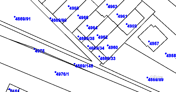 Parcela st. 4669/34 v KÚ Město Žďár, Katastrální mapa