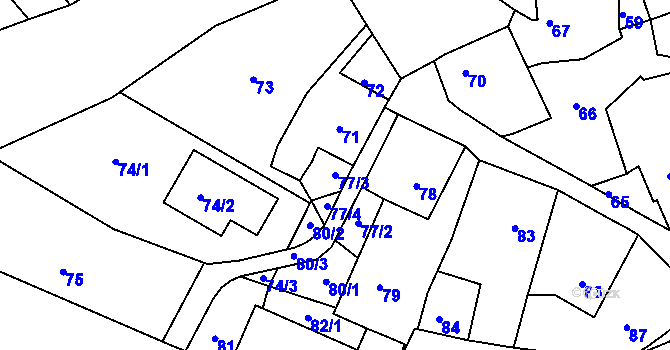 Parcela st. 77/3 v KÚ Město Žďár, Katastrální mapa