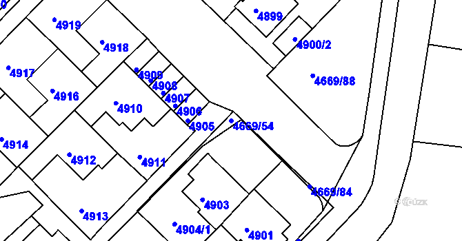 Parcela st. 4669/54 v KÚ Město Žďár, Katastrální mapa