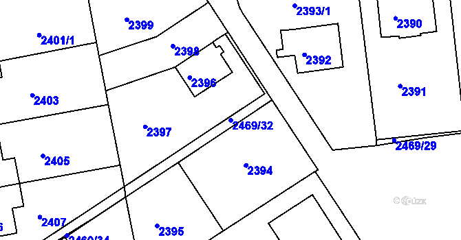 Parcela st. 2469/32 v KÚ Město Žďár, Katastrální mapa