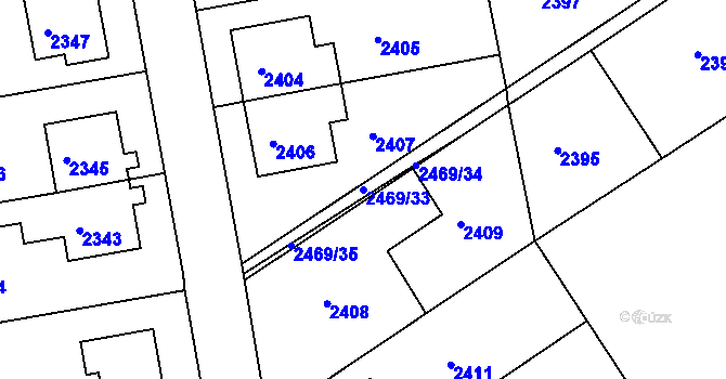 Parcela st. 2469/33 v KÚ Město Žďár, Katastrální mapa